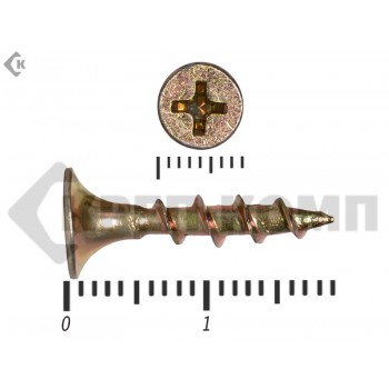 Саморез жёлтый цинк PH-2, по дереву 3,5х19 Малая фасовка (150шт) Prokrep