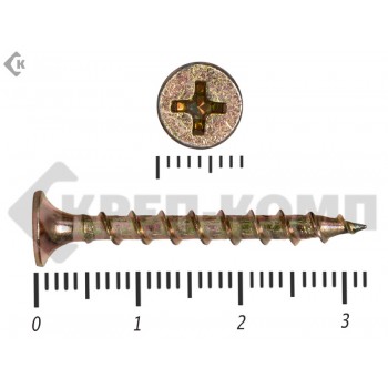 Саморез жёлтый цинк PH-2, по дереву 3,5х32 Малая фасовка (100шт) Prokrep