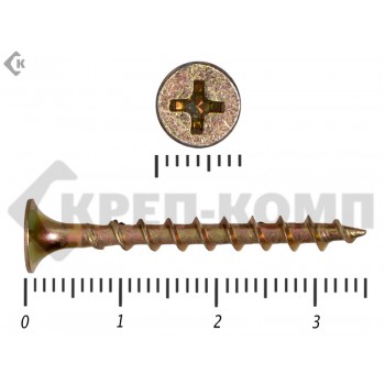 Саморез жёлтый цинк PH-2, по дереву 3,5х35 Малая фасовка (80шт) Prokrep