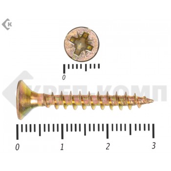 Саморез желтый цинк POZY 4,5х30 Малая фасовка (70шт) Prokrep