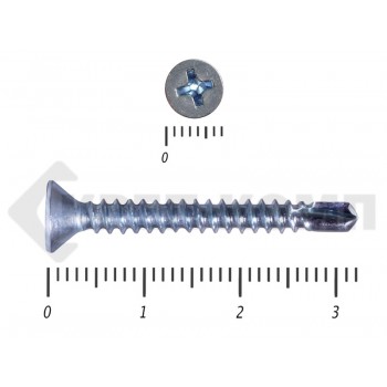 Саморез потай, цинк 4.2 х 32 сверло, DIN 7504P Малая фасовка (100шт) Prokrep