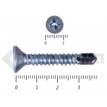 Саморез потай, цинк 6.3 х 38 сверло, DIN 7504P Малая фасовка (25шт) Prokrep