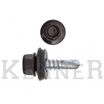Саморез кровельный 4,8х19 RAL8019, серо-коричневый Kn KENNER Средняя фасовка (300шт) KENNER