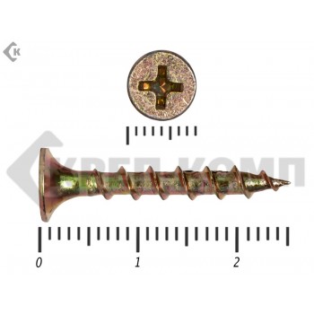 Саморез жёлтый цинк PH-2, по дереву 3,5х25 Малая фасовка (100шт) Prokrep