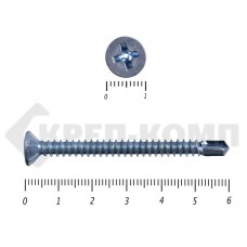 Саморез потай, цинк 5.5 x 60 сверло, DIN 7504P Малая фасовка (25шт) Prokrep