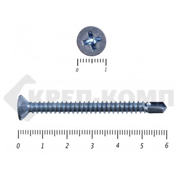 Саморез потай, цинк 5.5 x 60 сверло, DIN 7504P Малая фасовка (25шт) Prokrep