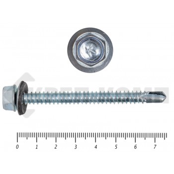 Саморез кровельный цинк, с шайбой EPDM, 6,3х 76 К Prokrep Средняя фасовка (50шт) Prokrep