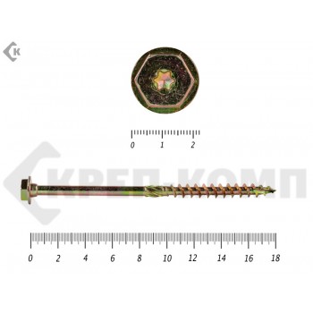 Саморезы по дереву желтые, шестигранные Torx 12х180 мм Prokrep (25 шт) Prokrep