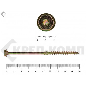 Саморезы по дереву желтые, шестигранные Torx 12х200 мм Prokrep (25 шт) Prokrep