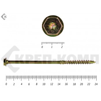 Саморезы по дереву желтые, шестигранные Torx 12х240 мм Prokrep (25 шт) Prokrep