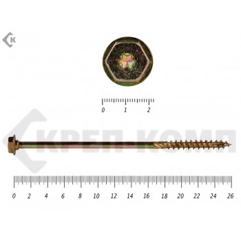 Саморезы по дереву желтые, шестигранные Torx 12х260 мм Prokrep (25 шт) Prokrep