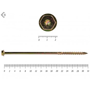 Саморезы по дереву желтые, шестигранные Torx 12х320 мм Prokrep (25 шт) Prokrep