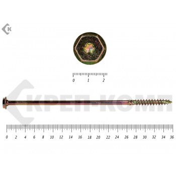 Саморезы по дереву желтые, шестигранные Torx 12х360 мм Prokrep (20 шт) Prokrep