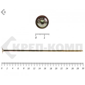 Саморезы с прессшайбой Torx, по дереву, желтый цинк6.0х300 мм (100 шт) Rusconnect