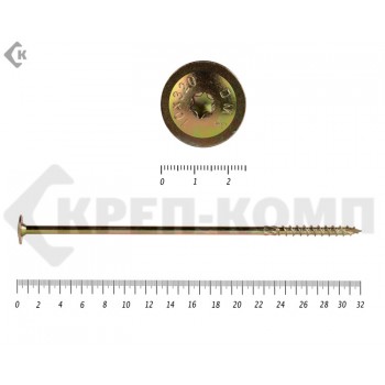 Саморезы с прессшайбой Torx, по дереву, желтый цинк10х320 мм Prokrep (20 шт) Prokrep
