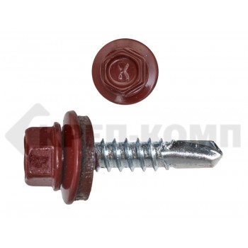 Саморез кровельный 5,5х25 RAL3009, оксидно-красный К Prokrep Средняя фасовка (250шт) Prokrep