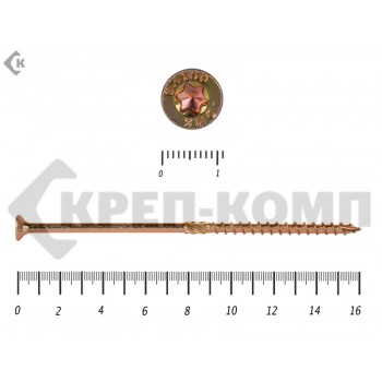 Саморезы Конструкционные, потай Torx, желтый цинк6.0х160 мм (10 шт) Rusconnect