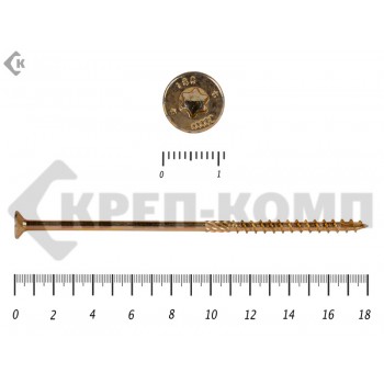Саморезы Конструкционные, потай Torx, желтый цинк6.0х180 мм (10 шт) Rusconnect