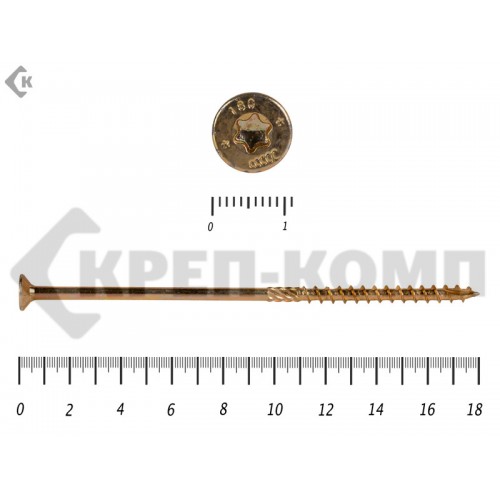 Саморезы Конструкционные, потай Torx, желтый цинк6.0х180 мм (10 шт) Rusconnect Саморезы Конструкционные, потай Torx, желтый цинк6.0х180 мм (10 шт) Rusconnect