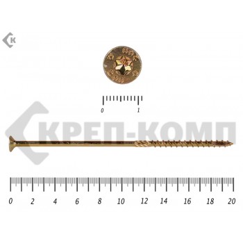 Саморезы Конструкционные, потай Torx, желтый цинк6.0х200 мм (10 шт) Rusconnect
