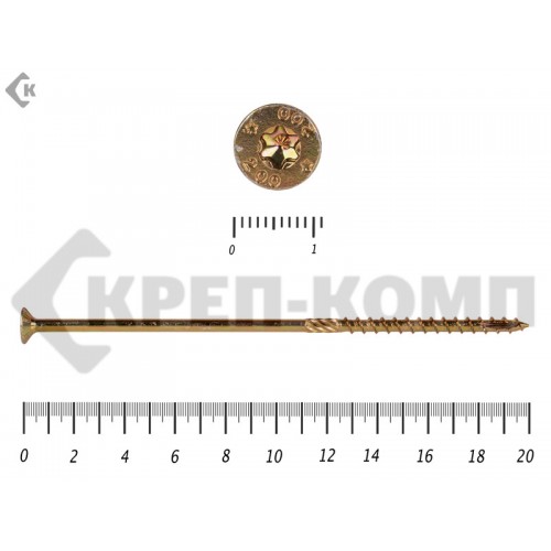 Саморезы Конструкционные, потай Torx, желтый цинк6.0х200 мм (10 шт) Rusconnect Саморезы Конструкционные, потай Torx, желтый цинк6.0х200 мм (10 шт) Rusconnect