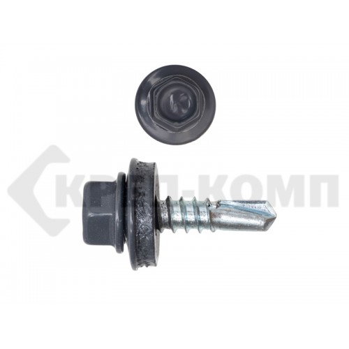 Саморез кровельный 4,8х19 RAL7024, серый графит К Prokrep (4500шт) Prokrep Саморез кровельный 4,8х19 RAL7024, серый графит К Prokrep (4500шт) Prokrep