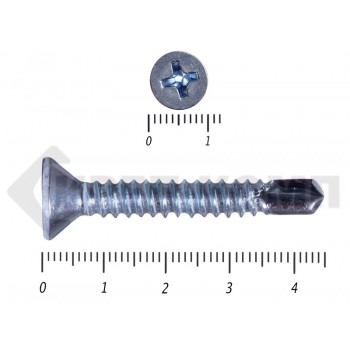 Саморез потай, цинк 6.3 х 45 сверло, DIN 7504P (2000шт) Prokrep
