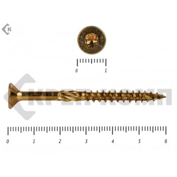 Саморезы Конструкционные, потай Torx, желтый цинк5.0х 60 мм (20 шт) Rusconnect