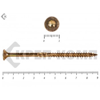 Саморезы Конструкционные, потай Torx, желтый цинк5.0х 90 мм (20 шт) Rusconnect
