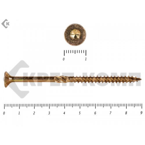 Саморезы Конструкционные, потай Torx, желтый цинк5.0х 90 мм (20 шт) Rusconnect Саморезы Конструкционные, потай Torx, желтый цинк5.0х 90 мм (20 шт) Rusconnect