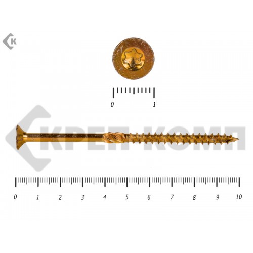 Саморезы Конструкционные, потай Torx, желтый цинк5.0х100 мм (10 шт) Rusconnect Саморезы Конструкционные, потай Torx, желтый цинк5.0х100 мм (10 шт) Rusconnect