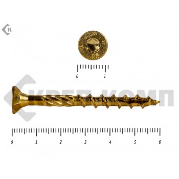 Саморезы Конструкционные, потай Torx, желтый цинк6.0х 60 мм (20 шт) Rusconnect