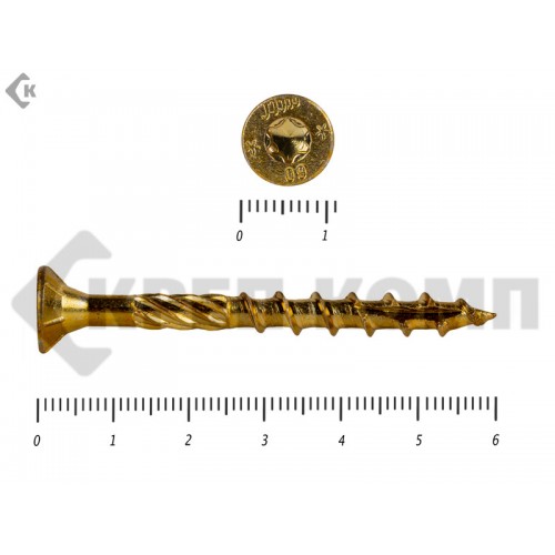 Саморезы Конструкционные, потай Torx, желтый цинк6.0х 60 мм (20 шт) Rusconnect Саморезы Конструкционные, потай Torx, желтый цинк6.0х 60 мм (20 шт) Rusconnect