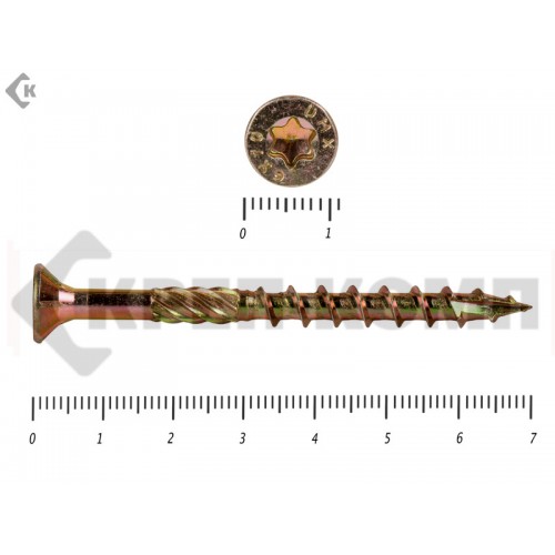 Саморезы Конструкционные, потай Torx, желтый цинк6.0х 70 мм (20 шт) Rusconnect Саморезы Конструкционные, потай Torx, желтый цинк6.0х 70 мм (20 шт) Rusconnect