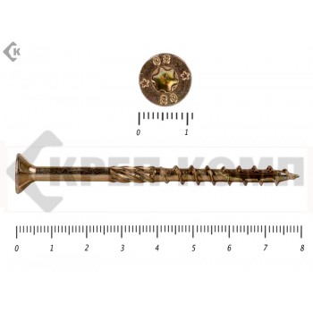 Саморезы Конструкционные, потай Torx, желтый цинк6.0х 80 мм (20 шт) Rusconnect