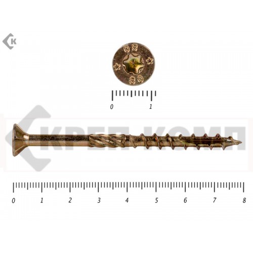 Саморезы Конструкционные, потай Torx, желтый цинк6.0х 80 мм (20 шт) Rusconnect Саморезы Конструкционные, потай Torx, желтый цинк6.0х 80 мм (20 шт) Rusconnect