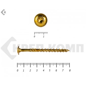 Саморезы с прессшайбой Torx, по дереву, желтый цинк6.0х 80 мм (100 шт) Rusconnect