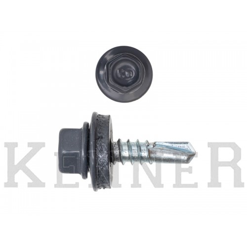 Саморез кровельный 4,8х19 RAL7024, серый графит Kn KENNER Средняя фасовка (300шт) KENNER Саморез кровельный 4,8х19 RAL7024, серый графит Kn KENNER Средняя фасовка (300шт) KENNER