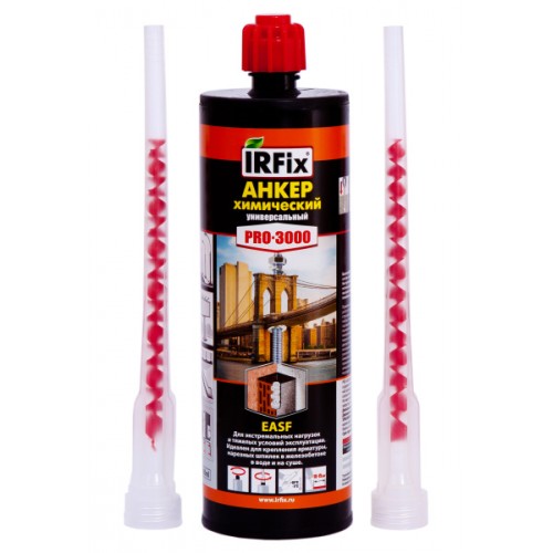 Химический анкер 410 ml, PRO-3000 EASF эпокси-акрилат, универсальн + 2 насадки, IRFIX (шт.) УЦЕНКА Химический анкер 410 ml, PRO-3000 EASF эпокси-акрилат, универсальн + 2 насадки, IRFIX (шт.) УЦЕНКА