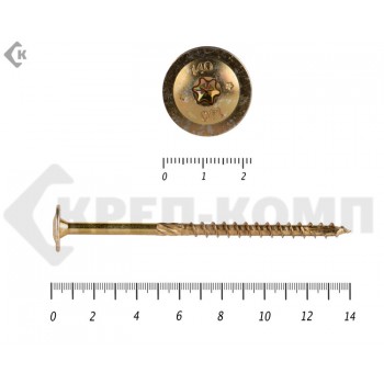 Саморезы с прессшайбой Torx, по дереву, желтый цинк8.0х140 мм Prokrep (50 шт) Prokrep